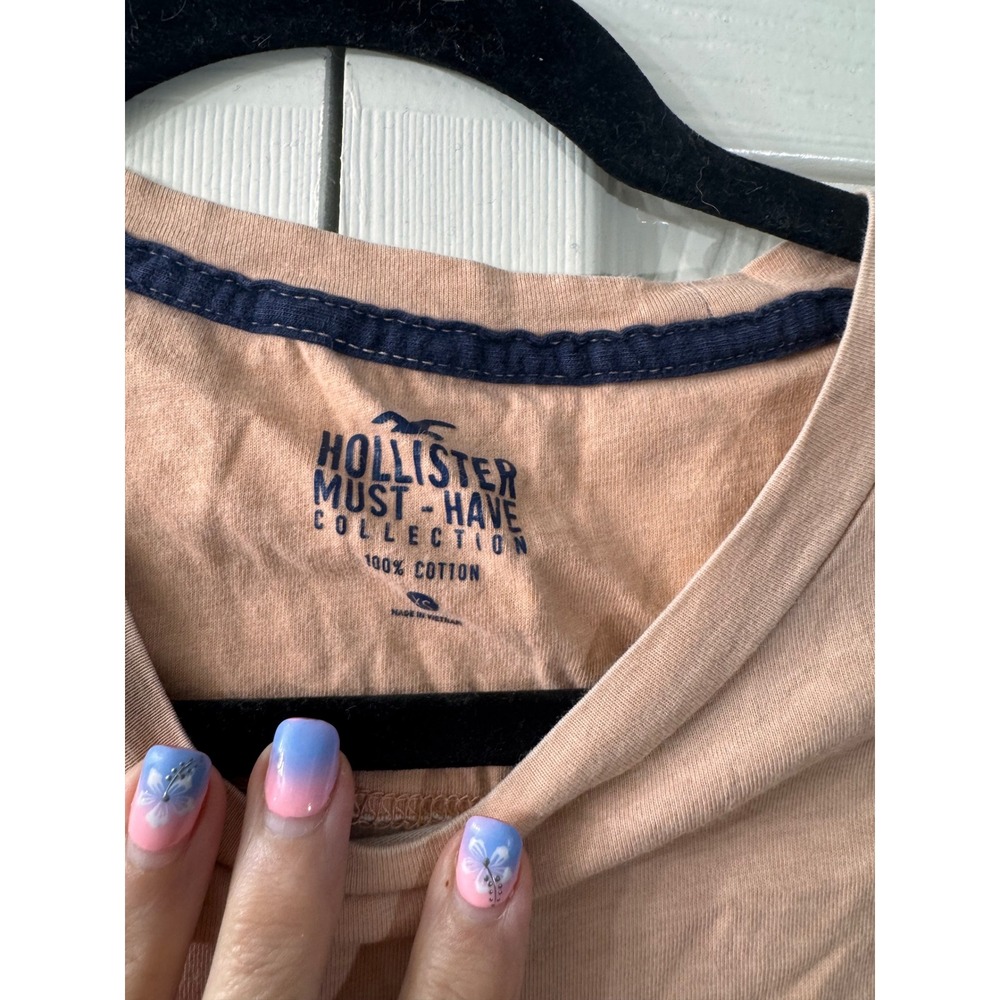 Hollister Mens Must-Have Collection Ombre Sunset T-Shirt Peach Pink Navy Small - Picture 3 of 7